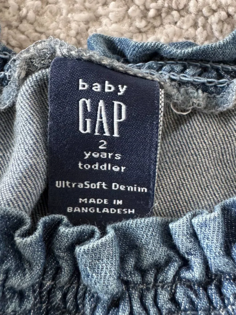 Girls Size 2 Baby GAP Toddler Denim Ruffle Top, Like New